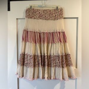Floral Cream and Pink Women's Skirt